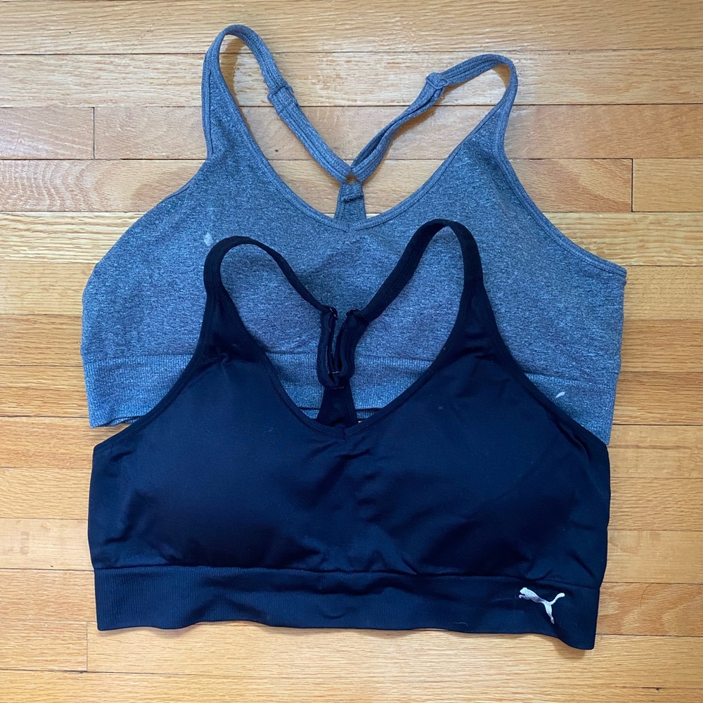 Puma Women's Black and Gray Sports Bras Set Size: L